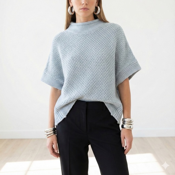 Anthropologie Sweaters - Elsamanda x Anthropologie blue grey alpaca wool poncho sweater - Small